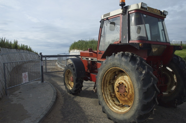 Tractor in the slip of Beadnell Bay Boat Launch