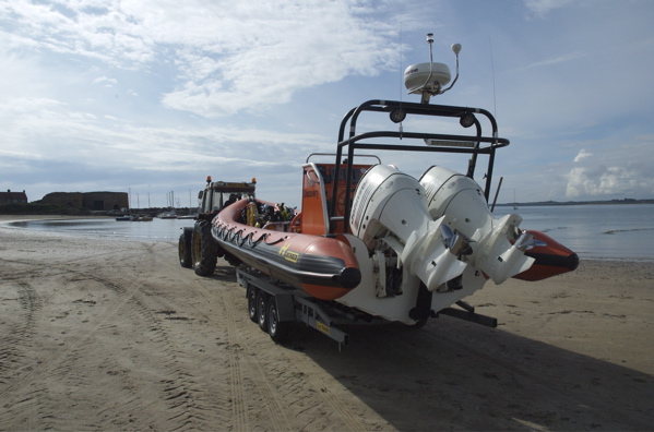 Tractor on Beadnell Beach - Beadnell Bay Boat Launch